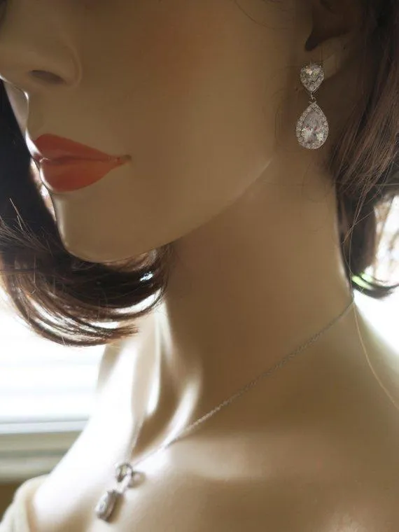 Drop Earrings Crystal Necklace