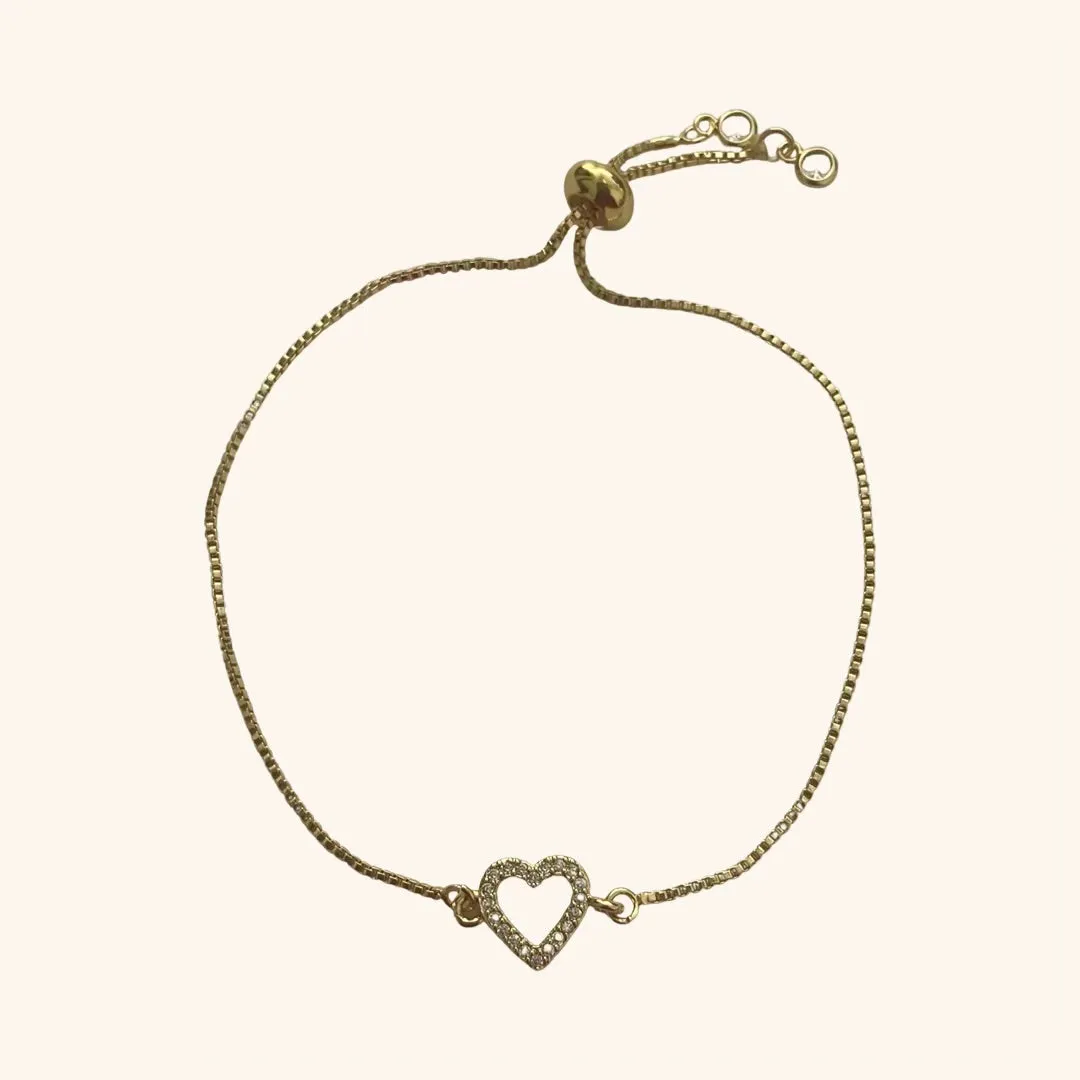 Ellie Crystal Heart Slider Bracelet