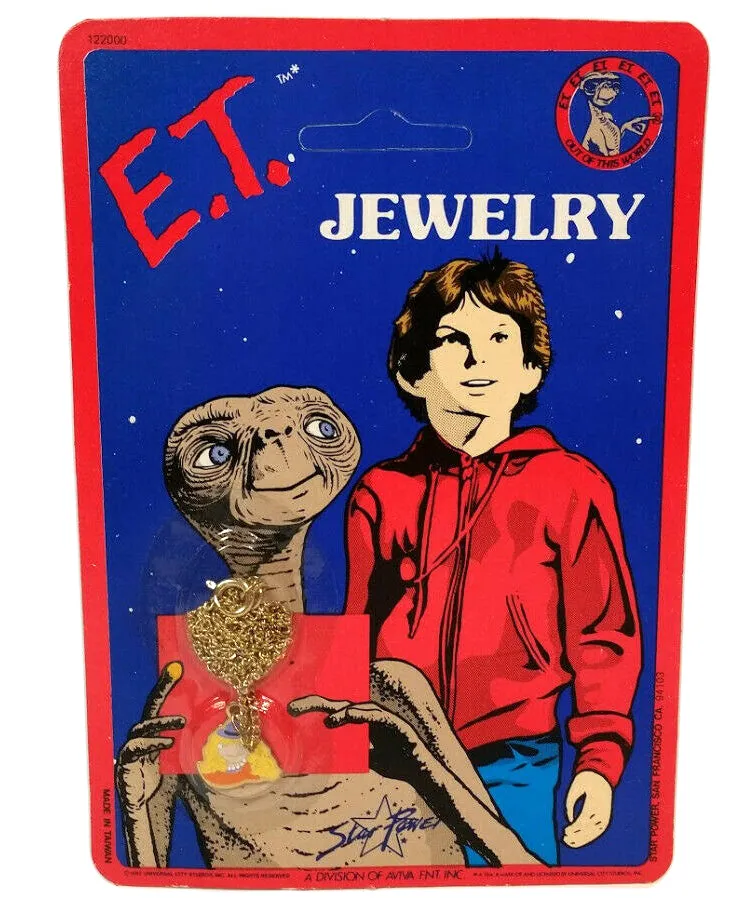 E.T. The Extra Terrestrial Charm Necklace Vintage Jewelry 1982 Star Power Aviva Ent Inc. (5 styles)