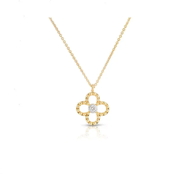 Floral Diamond Necklace in Yellow Gold