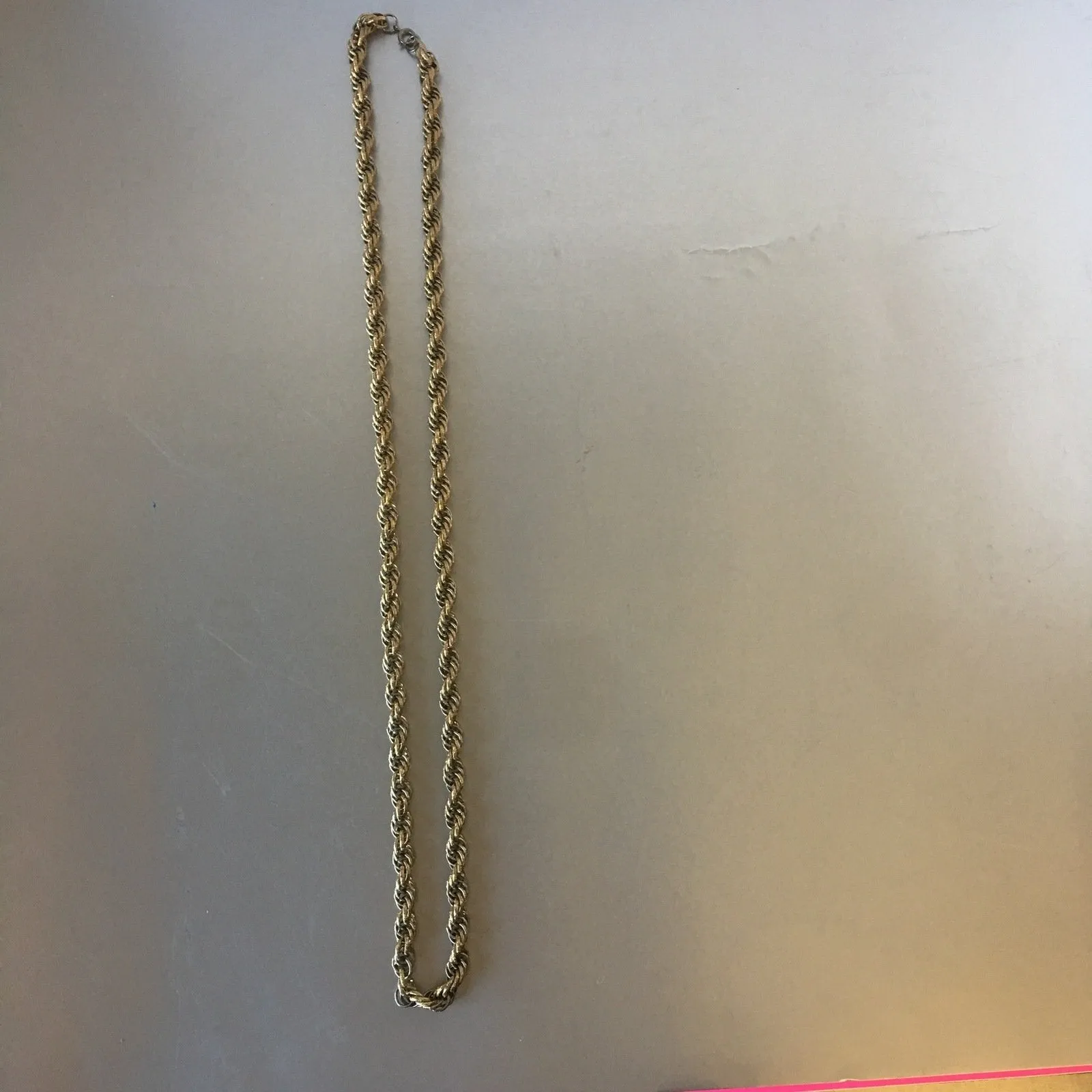 French Rope Chain Necklace Gold Plated Vintage Jewelry