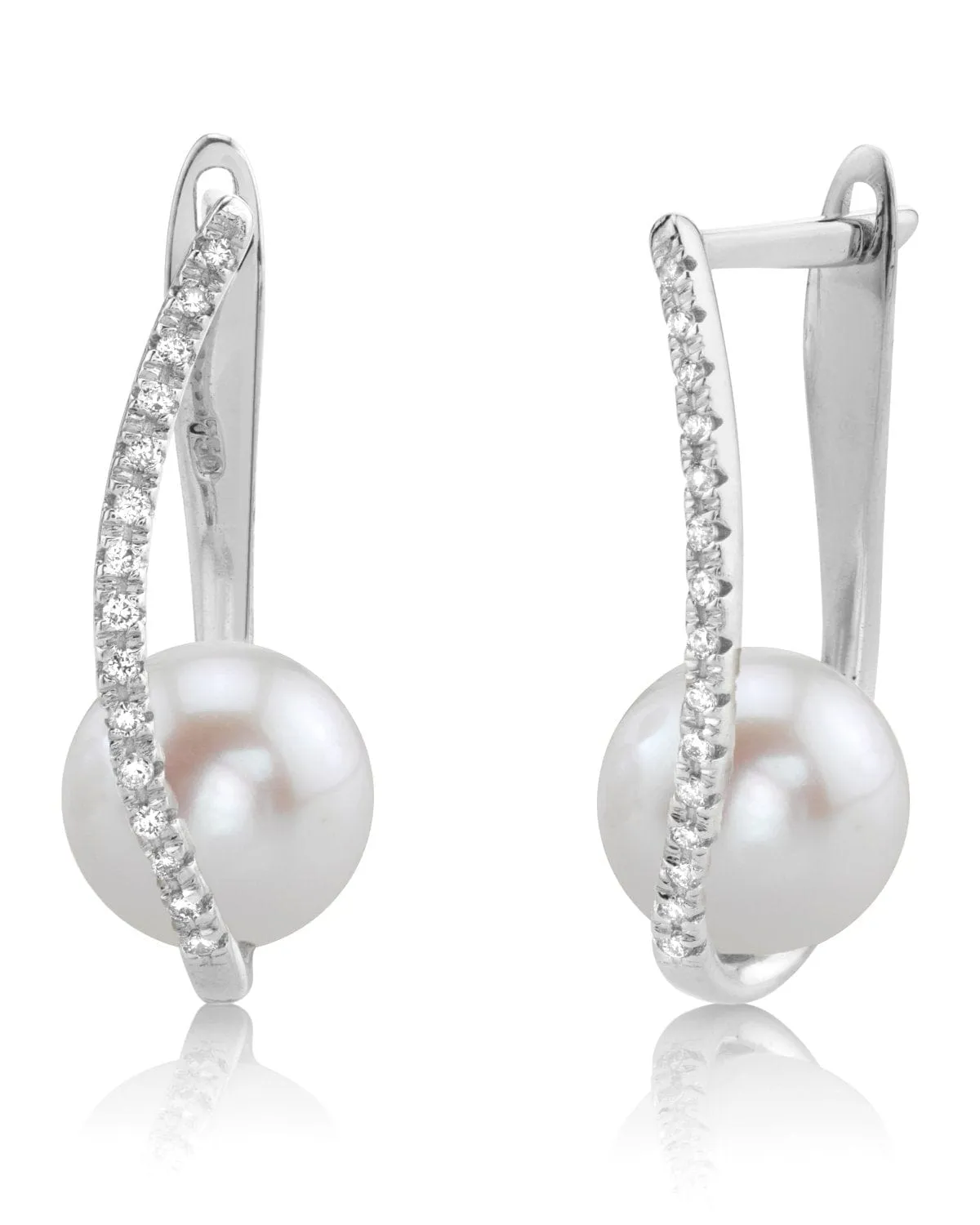 Freshwater Pearl & Diamond Eliza Drop Earrings