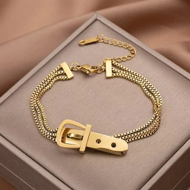 Gold Charm Layered Bangle Bracelets