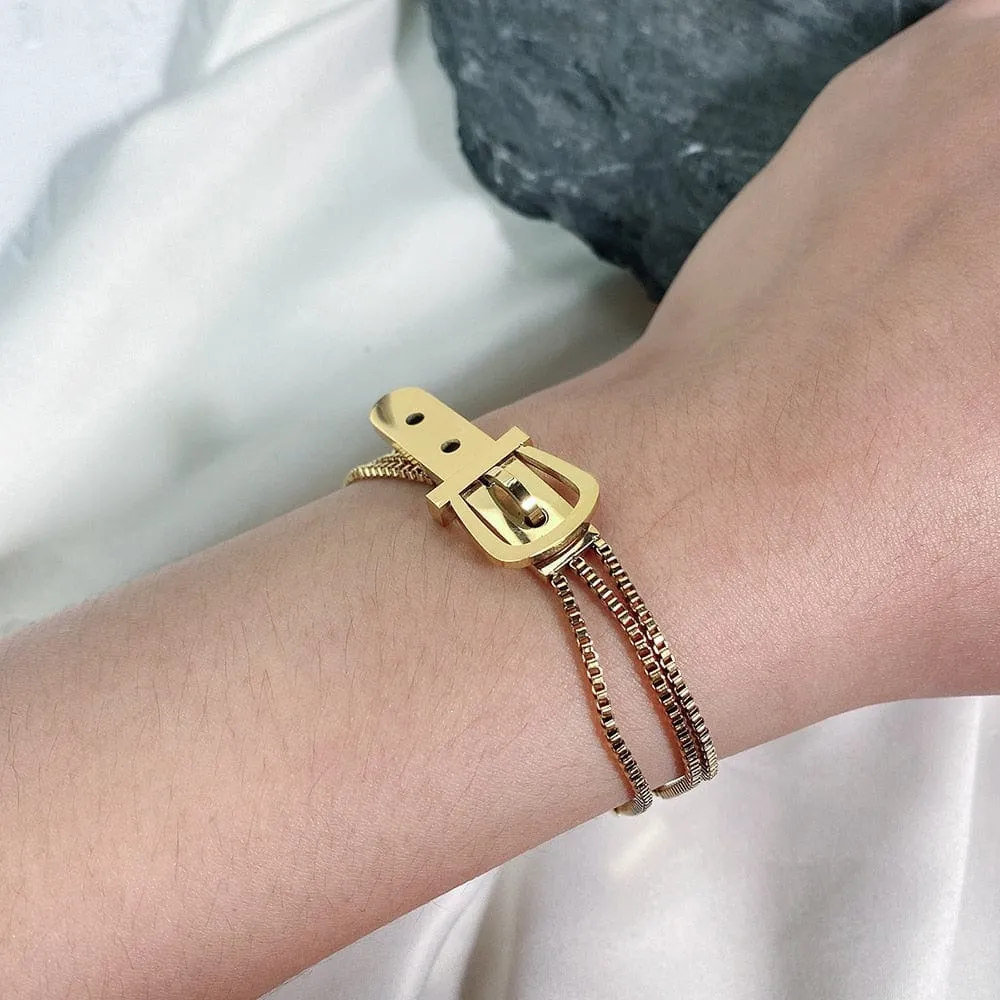 Gold Charm Layered Bangle Bracelets