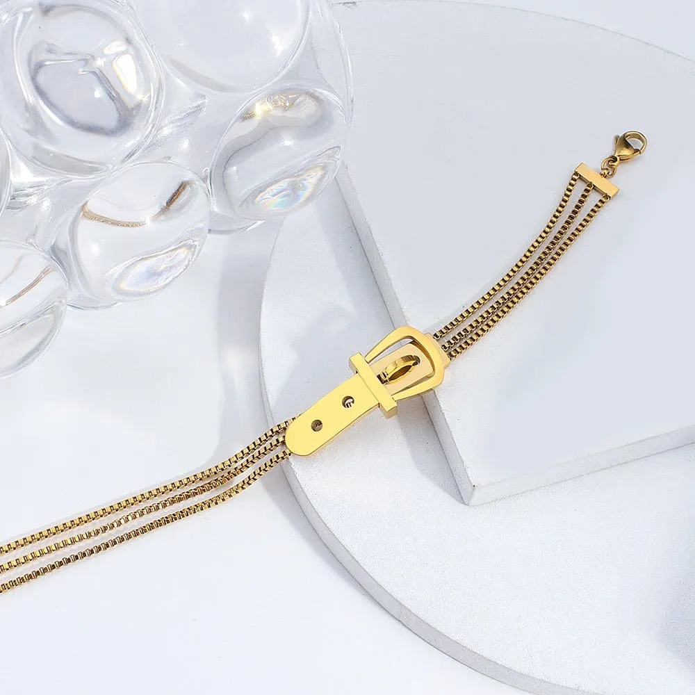 Gold Charm Layered Bangle Bracelets