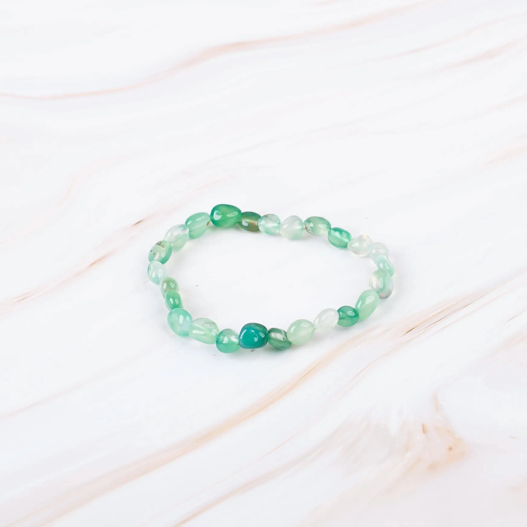 Green Agate DYED Pebble Beaded Bracelet