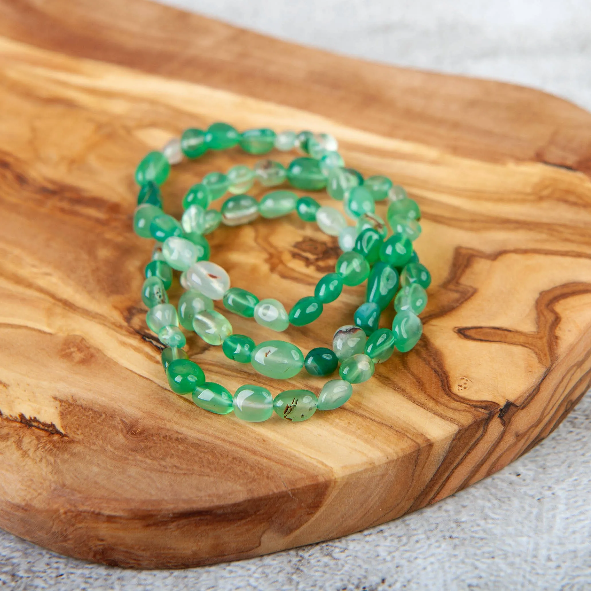 Green Agate DYED Pebble Beaded Bracelet