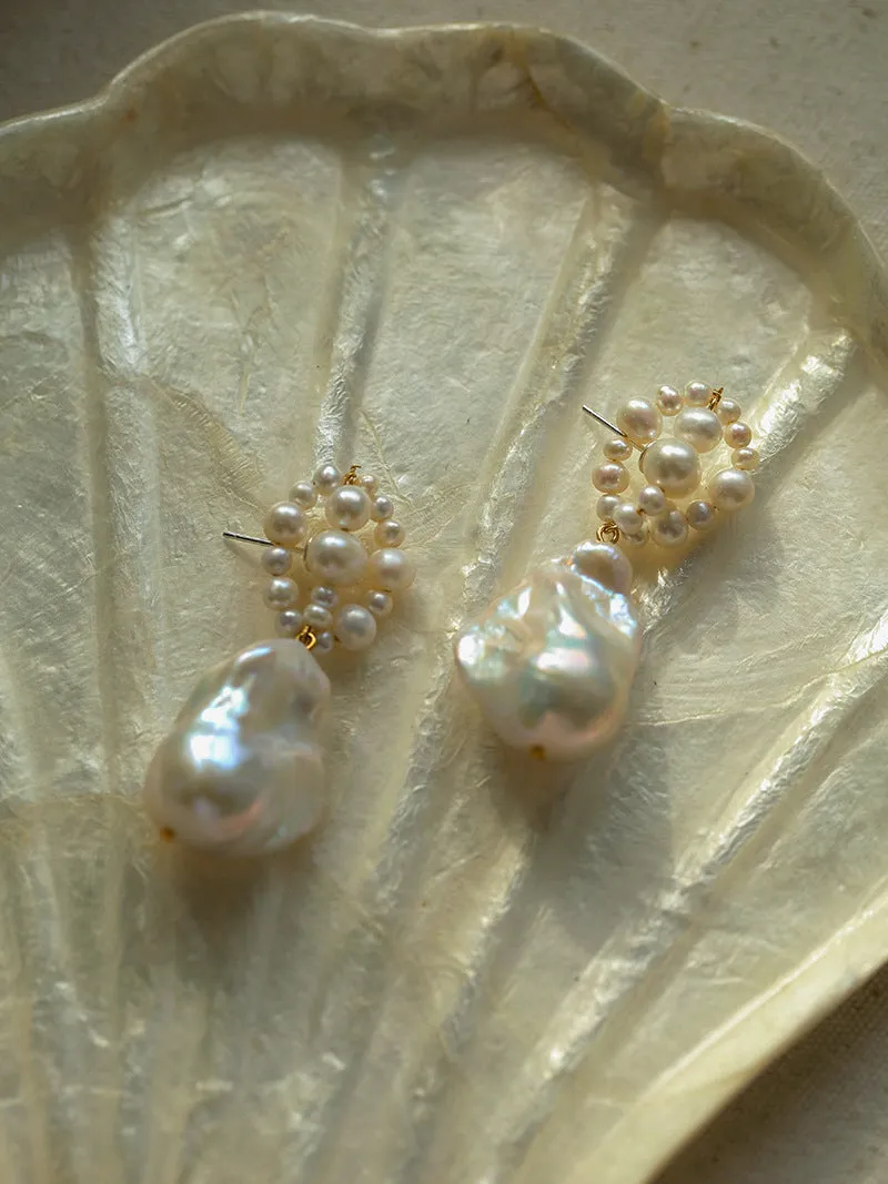 Handwoven Baroque Wrapped Short Pearl Earrings Type A