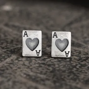 Hearts Poker Sterling Silver Stud Earrings