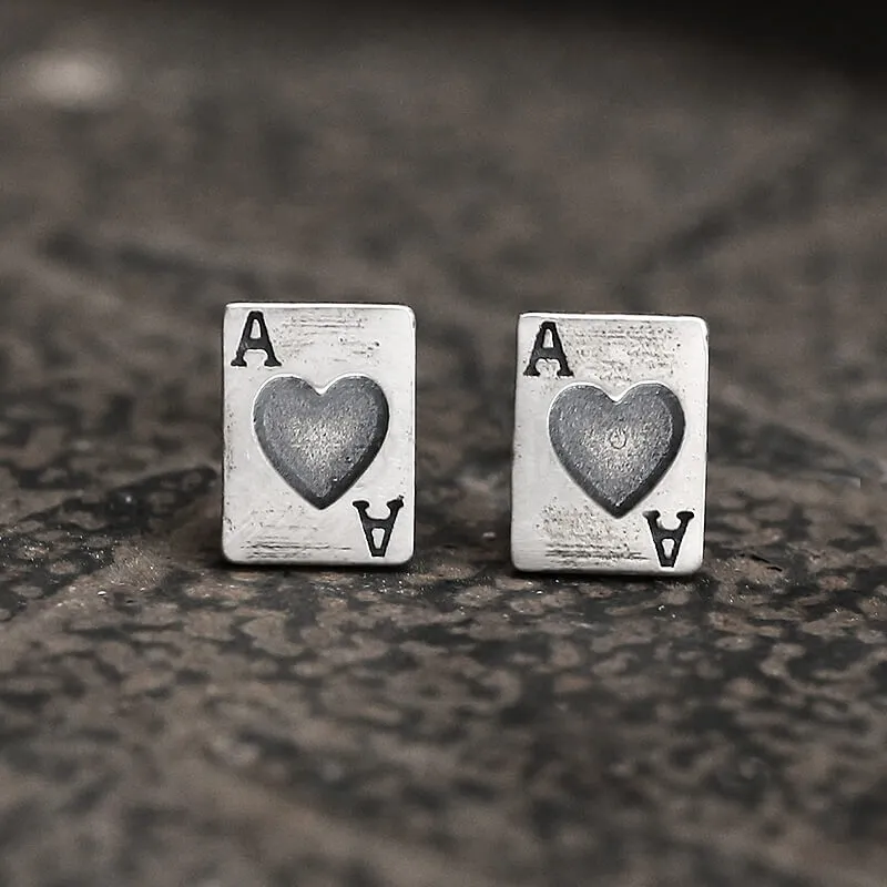 Hearts Poker Sterling Silver Stud Earrings