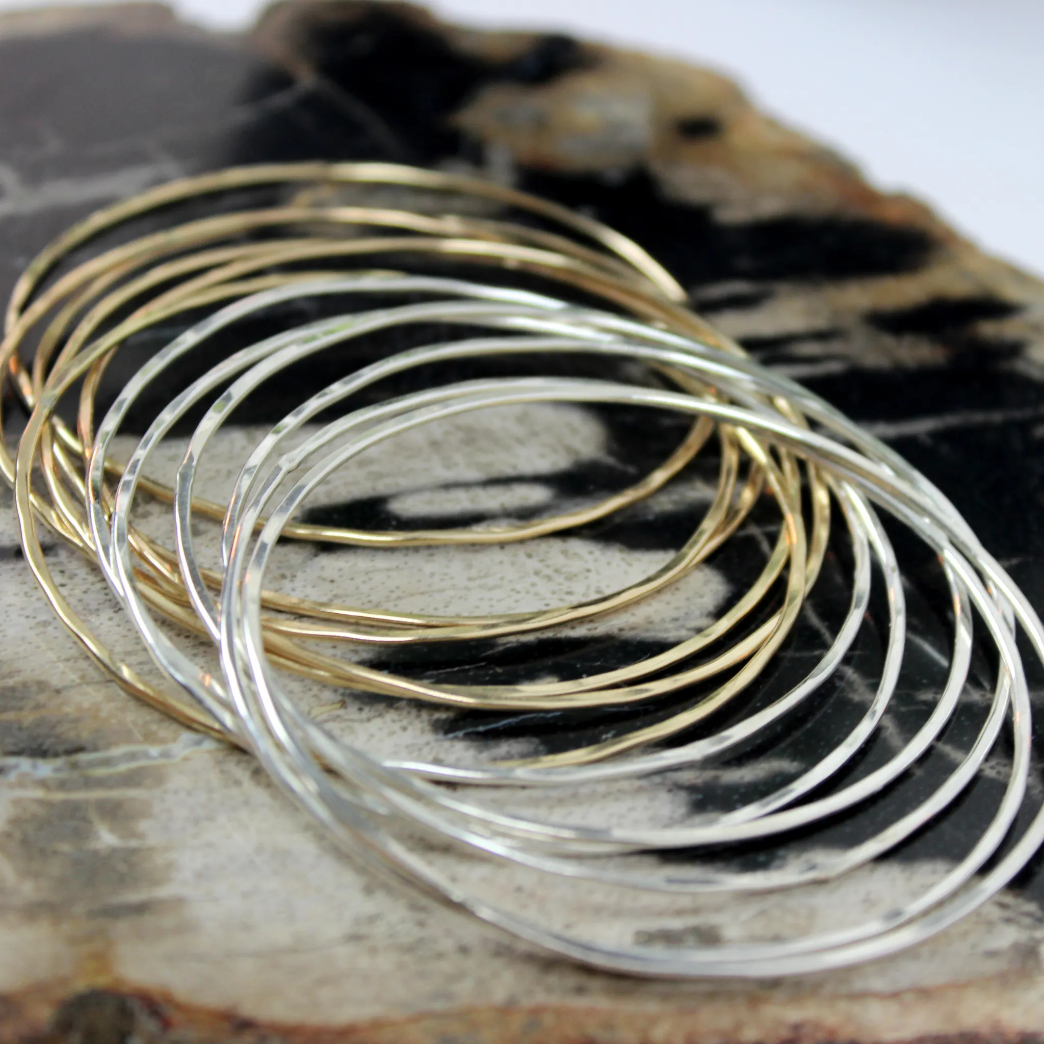 I've Come Full Circle // Hammered Bracelet, Gold or Sterling Silver, Stacked Bracelets // BH-B002