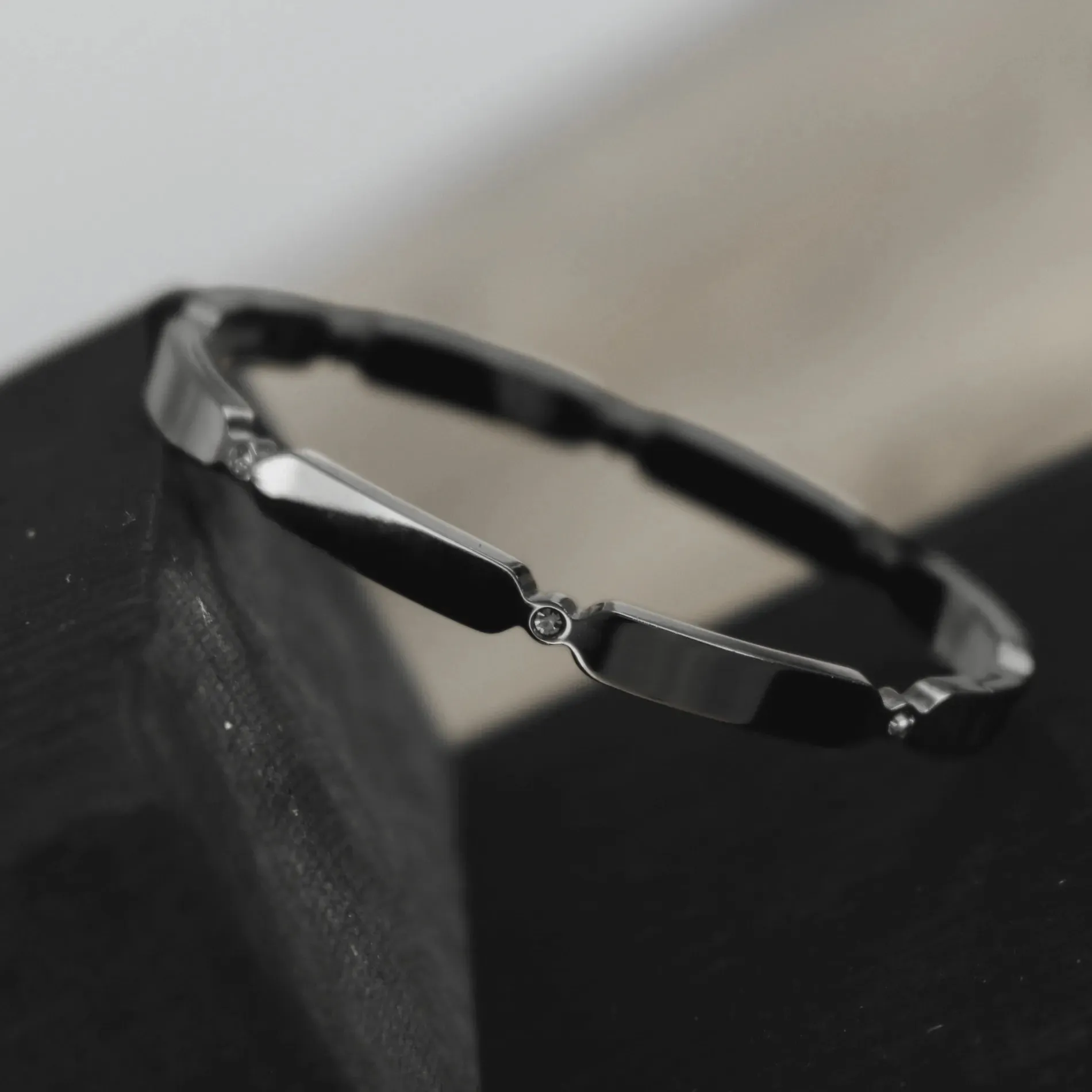 Joy Waterproof Clear CZ Delicate Bangle Silver Plating