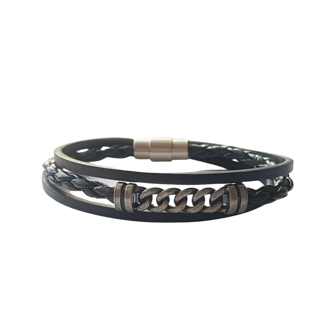 Karen Cuban Chain Leather Bracelet