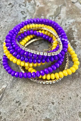 LSU Stacked Beaded Bracelet Set