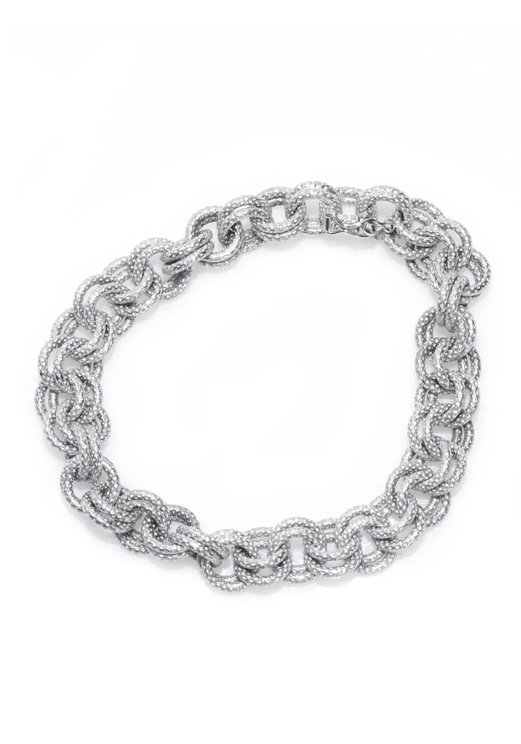 Marchisio Textured 18KWG Rolo Double Link Chain Bracelet