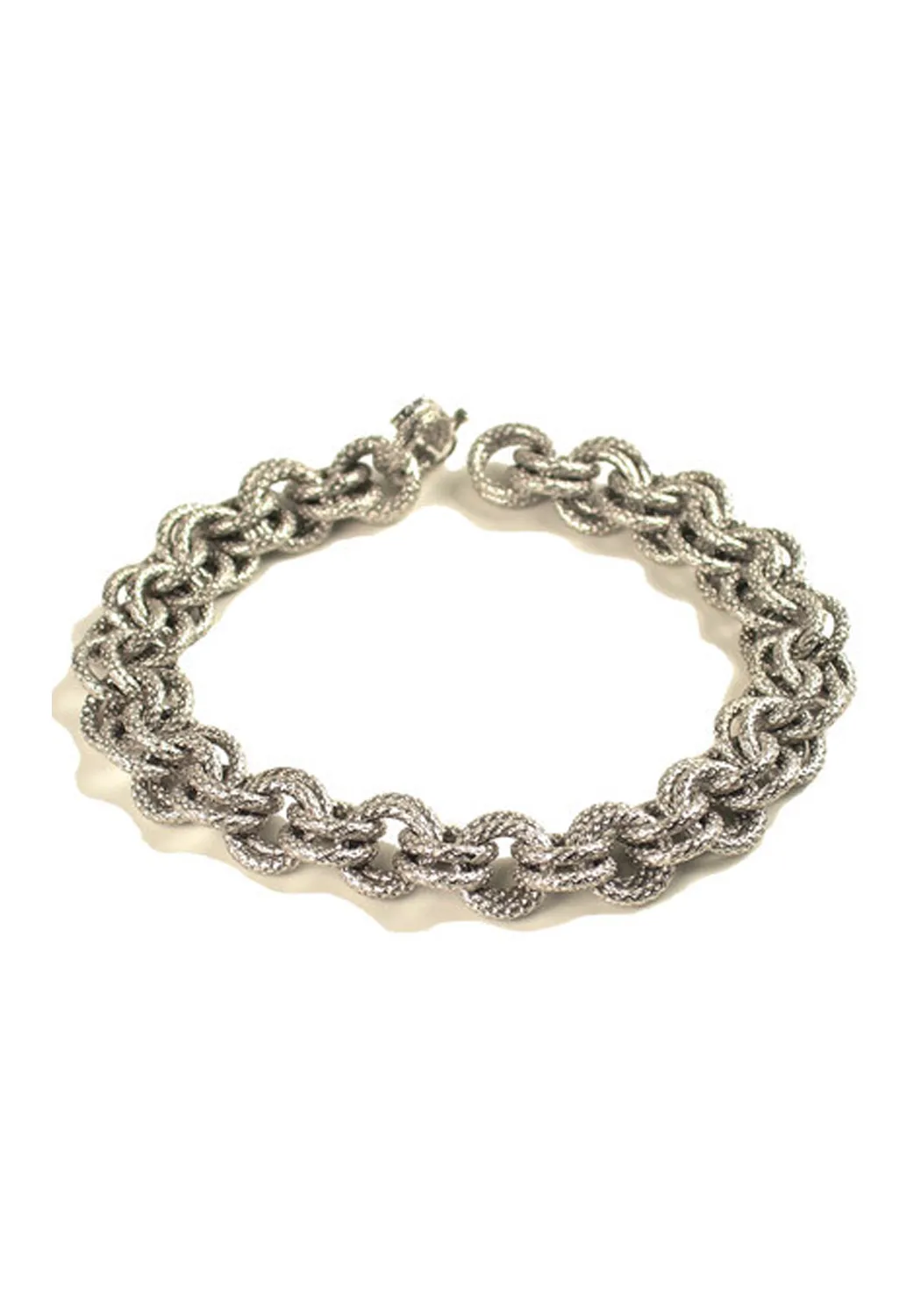 Marchisio Textured 18KWG Rolo Double Link Chain Bracelet