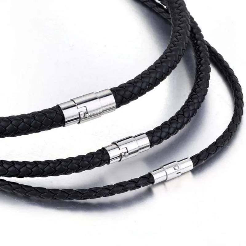 Mens Classic Leather Choker Necklace