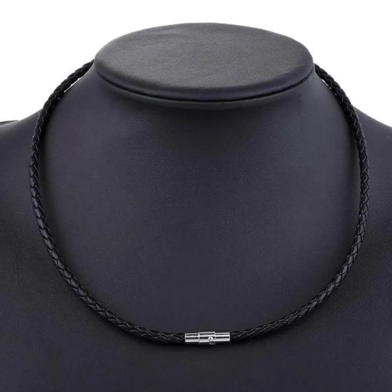 Mens Classic Leather Choker Necklace