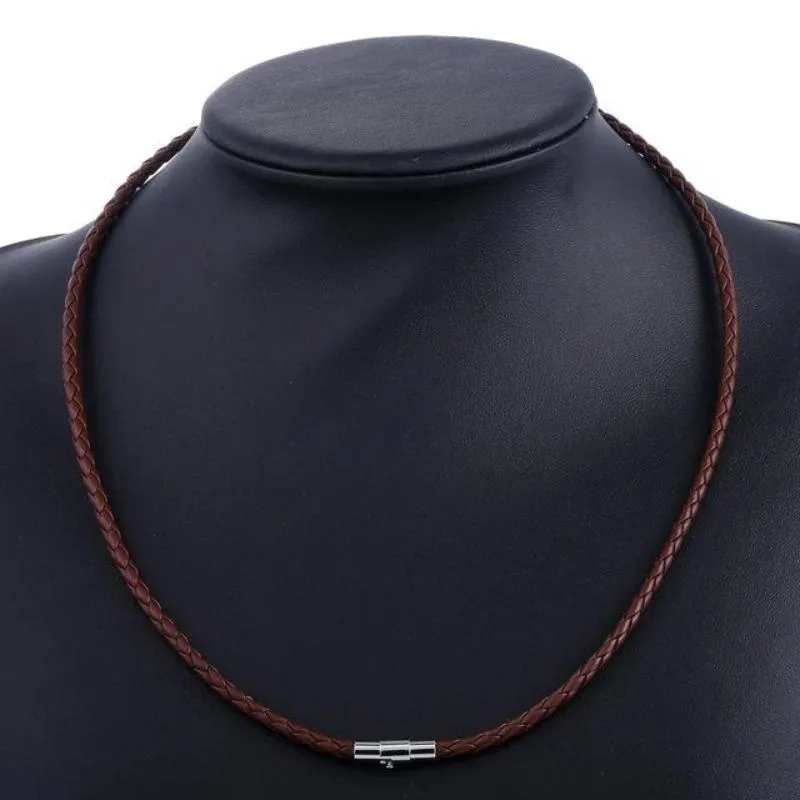 Mens Classic Leather Choker Necklace