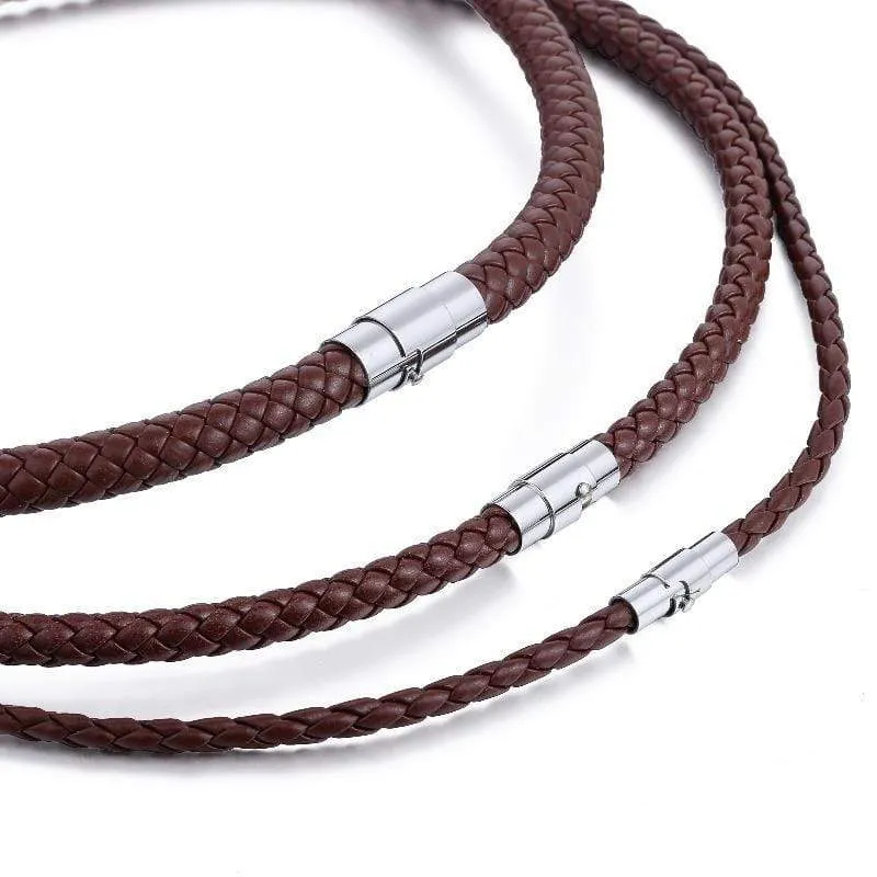 Mens Classic Leather Choker Necklace