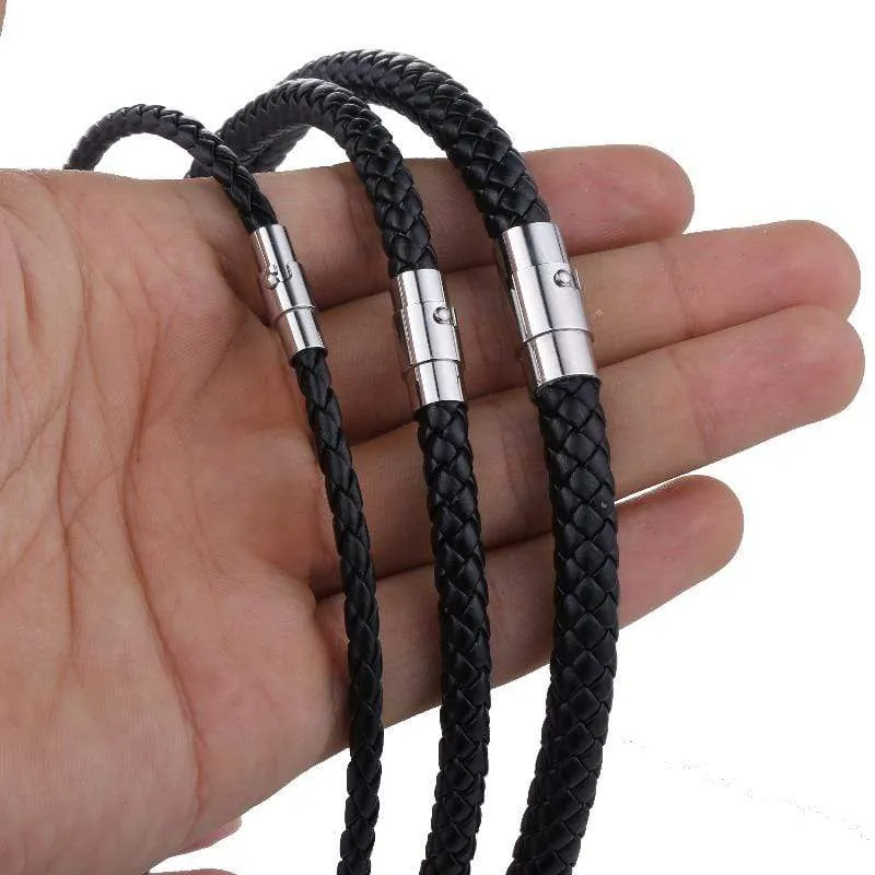 Mens Classic Leather Choker Necklace