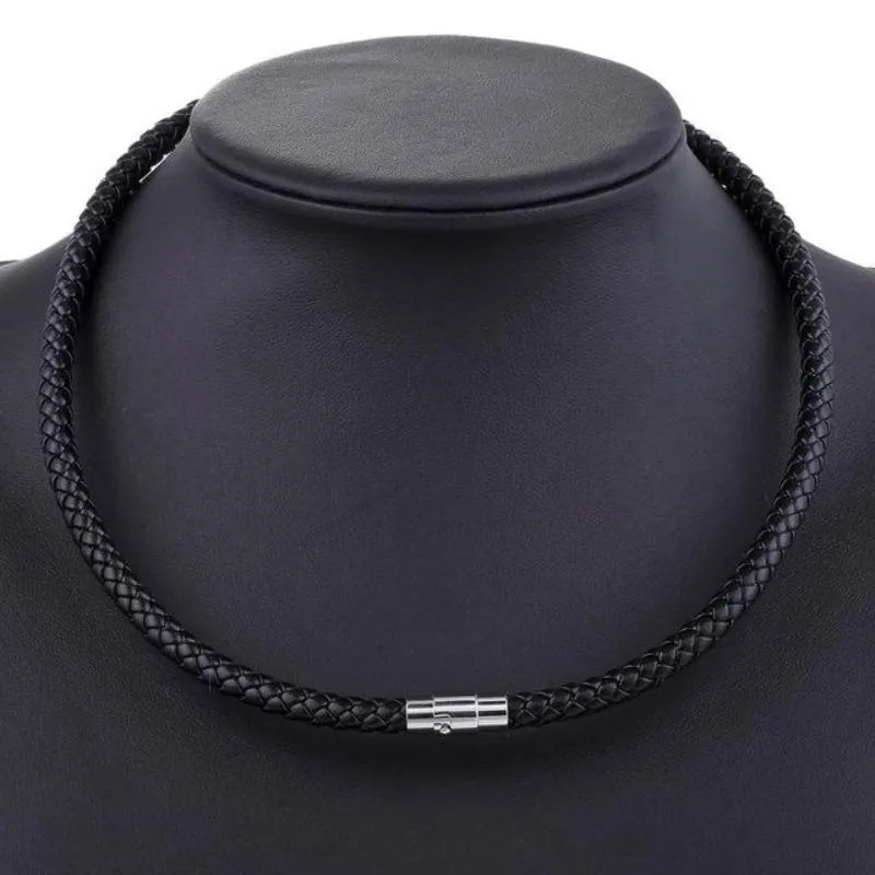 Mens Classic Leather Choker Necklace