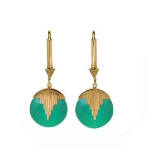 MINI AURORA PENDULUM EARRINGS GREEN ONYX - GOLD