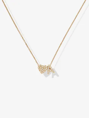 One Diamond Heart & Letter Necklace