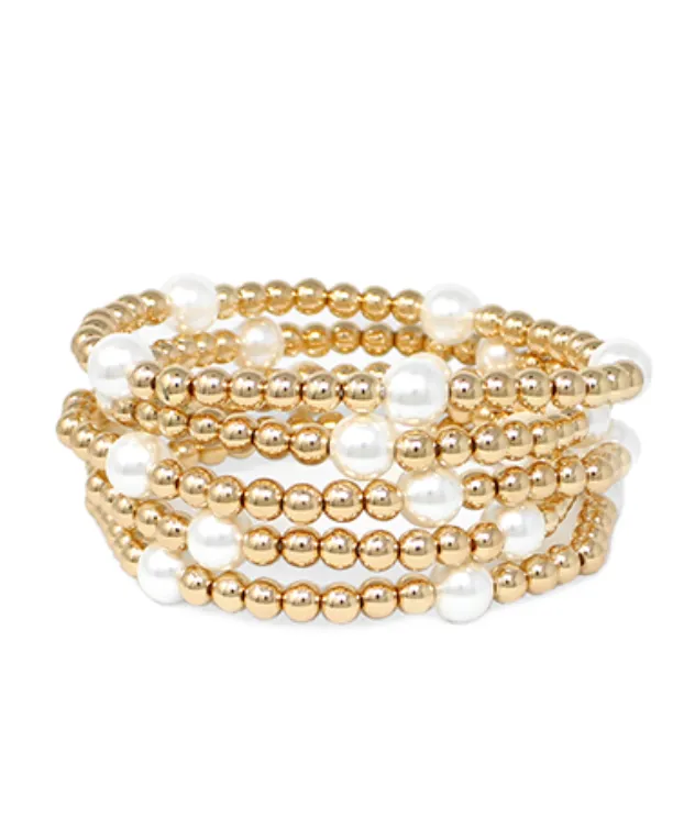 Pearl and Gold Beaded Bracelets