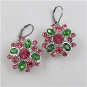 Pink & Green Multi-stone Crystal Earrings