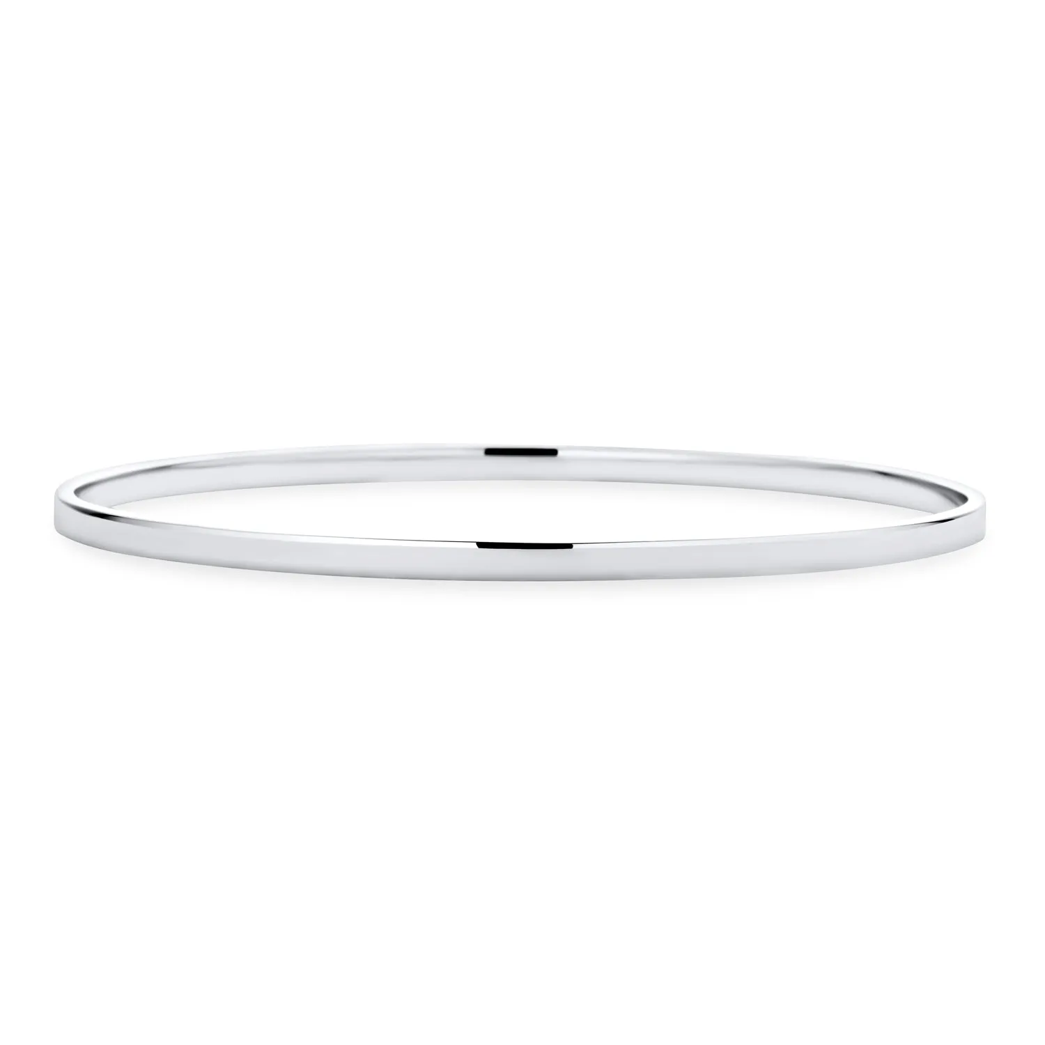 Plain Simple Sterling Silver Bangle Bracelet Set, 2-3MM, Round & Square Edges