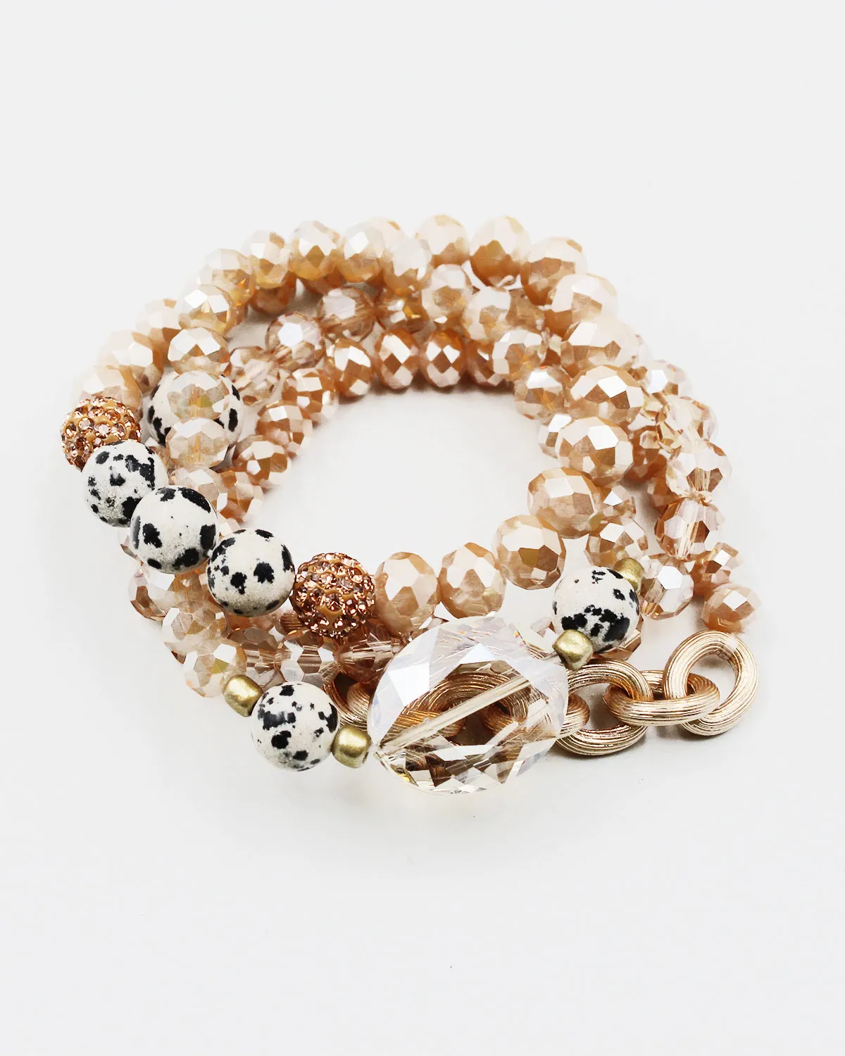 Precious Stone & Crystal Layered Bracelet Set