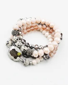 Precious Stone & Crystal Layered Bracelet Set