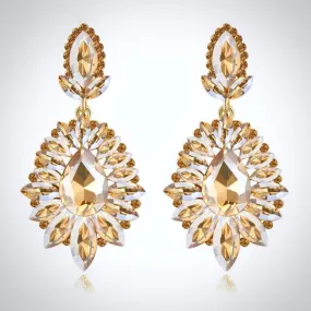 "Alma" - Rhinestone Bridal Earrings - Available in Silver and Gold