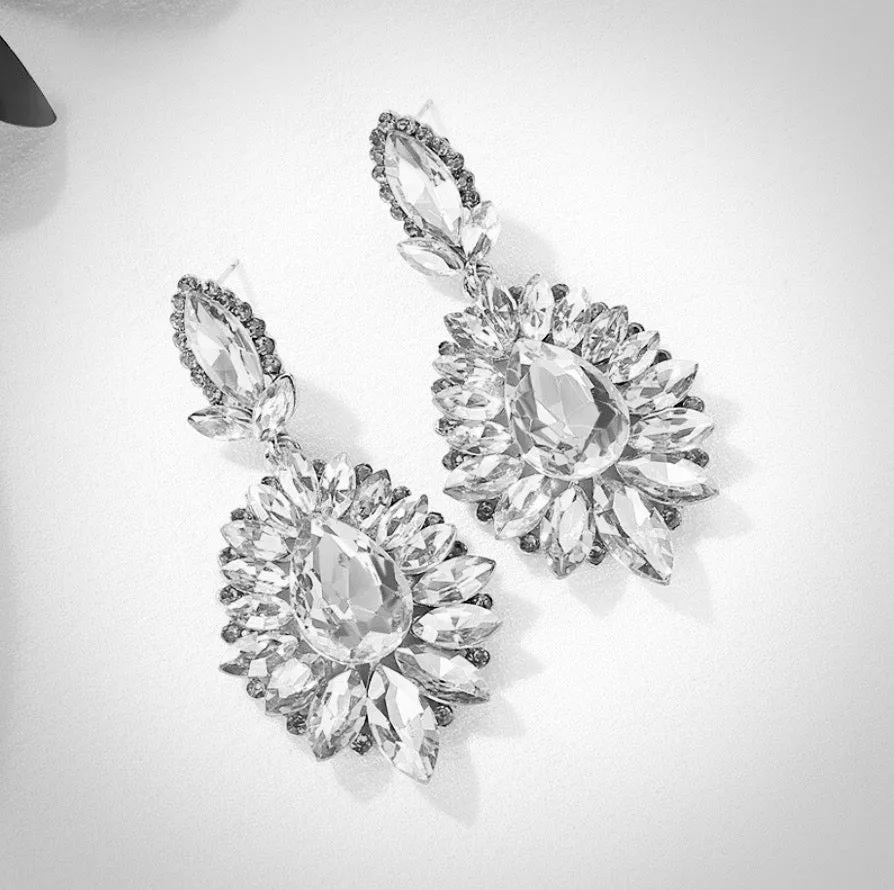 "Alma" - Rhinestone Bridal Earrings - Available in Silver and Gold