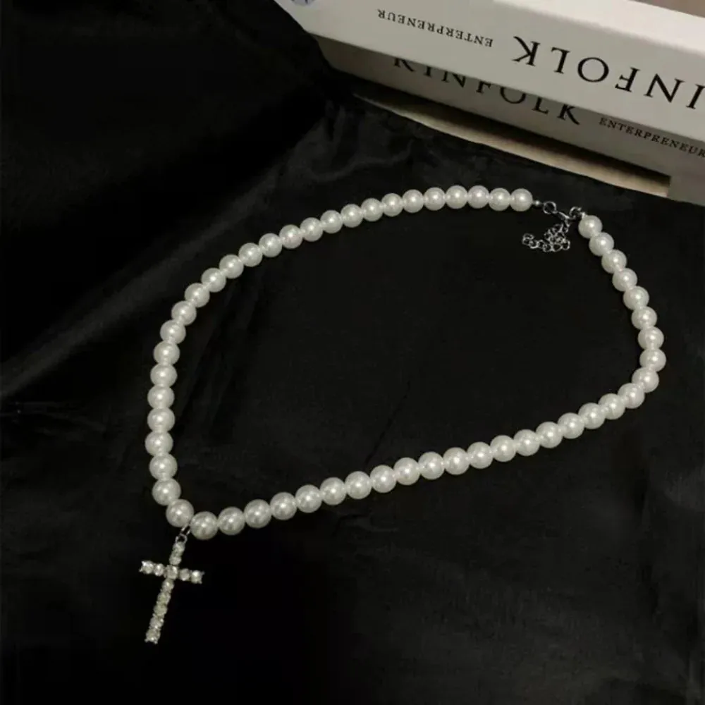 "Vintage Pearl Cross" Necklaces