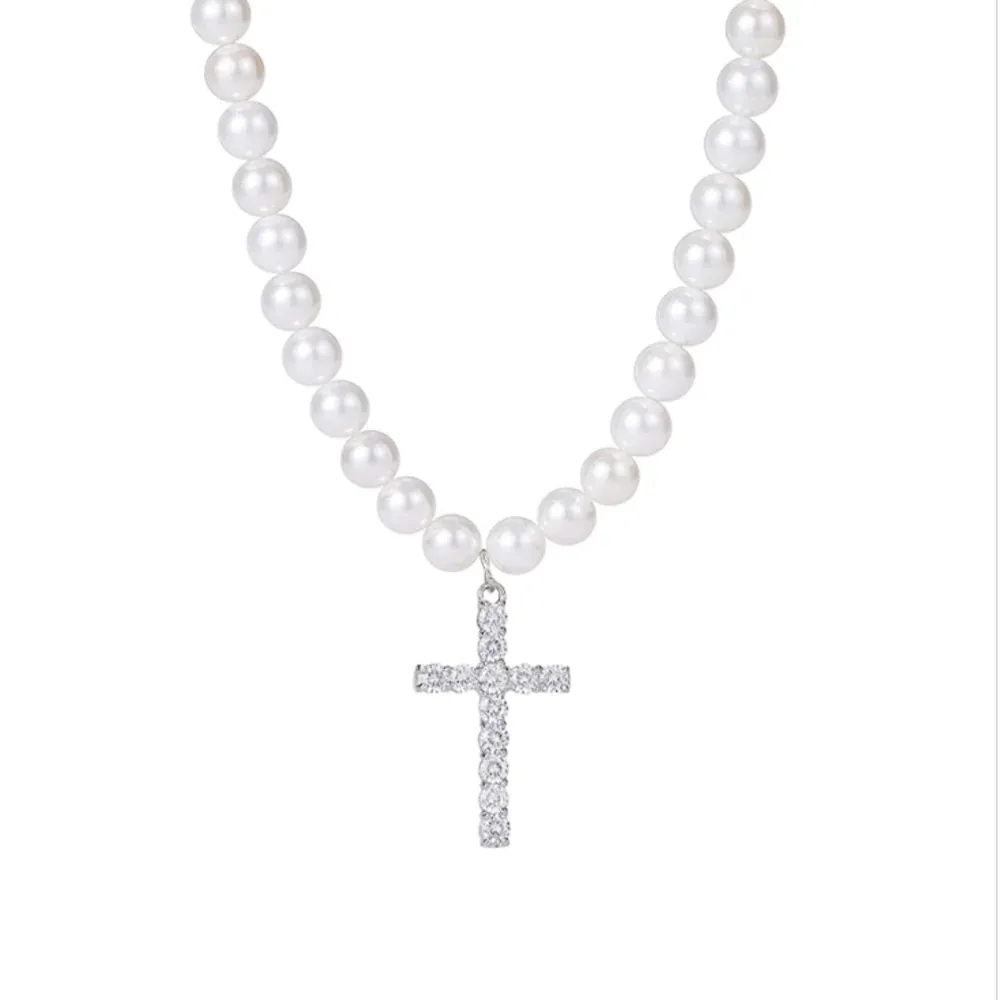 "Vintage Pearl Cross" Necklaces