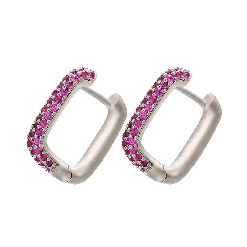 Rainbow Color Hoop Crystal Earrings