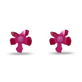 RASPBERRY CRYSTAL LILY BUTTON EARRINGS