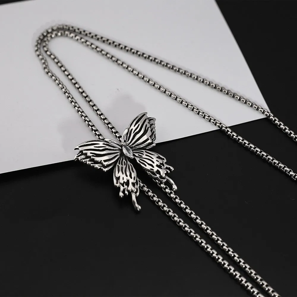 Retro diamond butterfly necklace