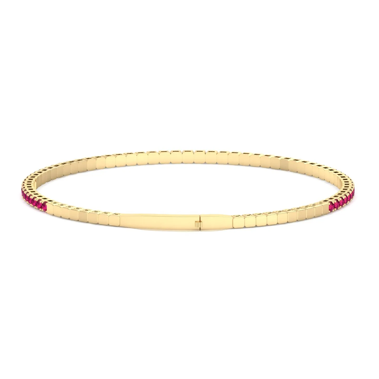 Rossa - Flexible Natural Red Ruby Bangle in 14K Solid Gold