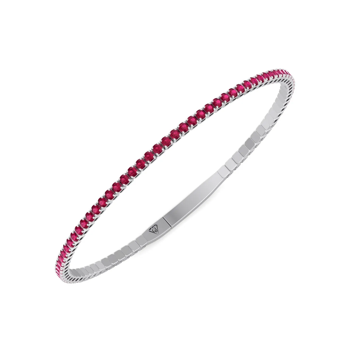 Rossa - Flexible Natural Red Ruby Bangle in 14K Solid Gold