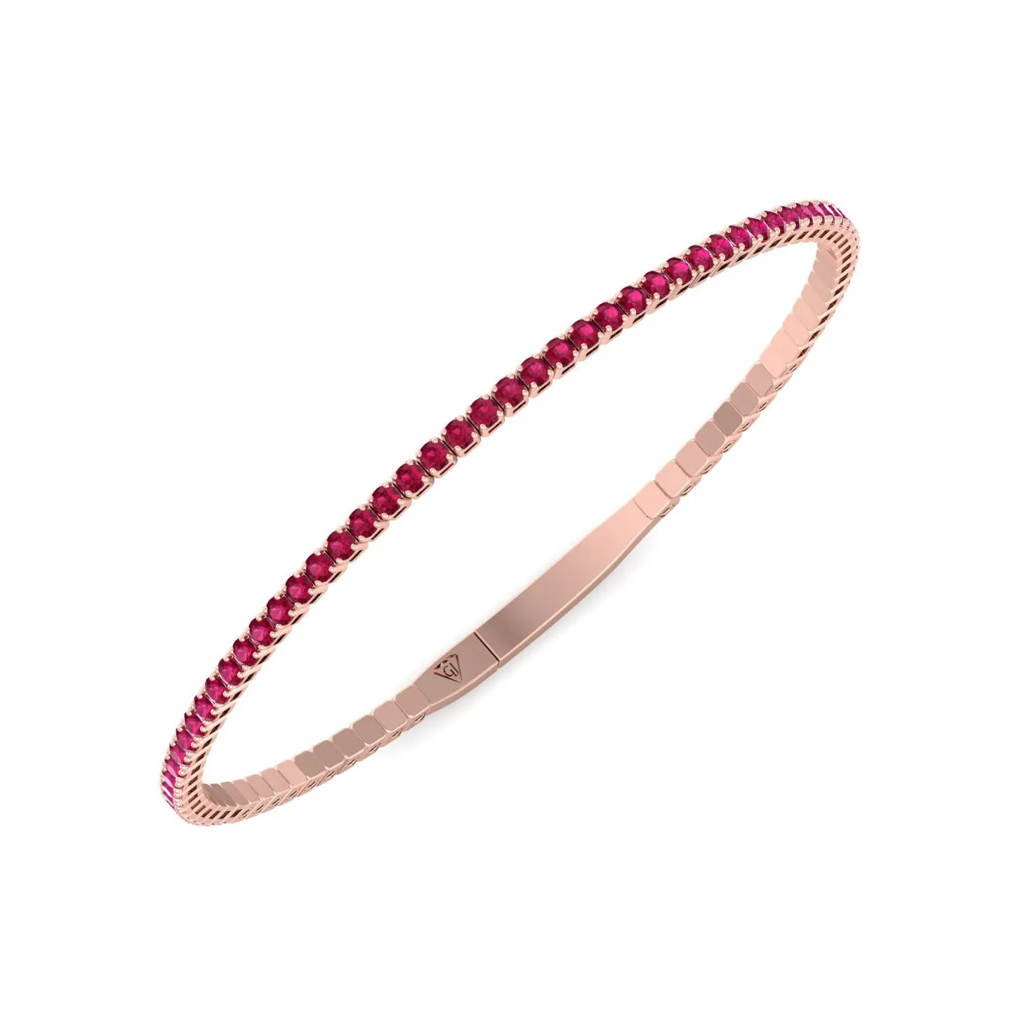 Rossa - Flexible Natural Red Ruby Bangle in 14K Solid Gold