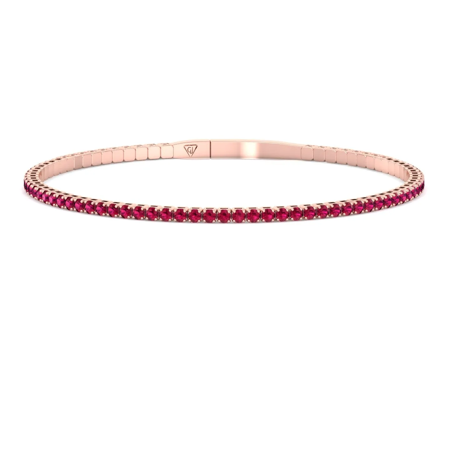 Rossa - Flexible Natural Red Ruby Bangle in 14K Solid Gold