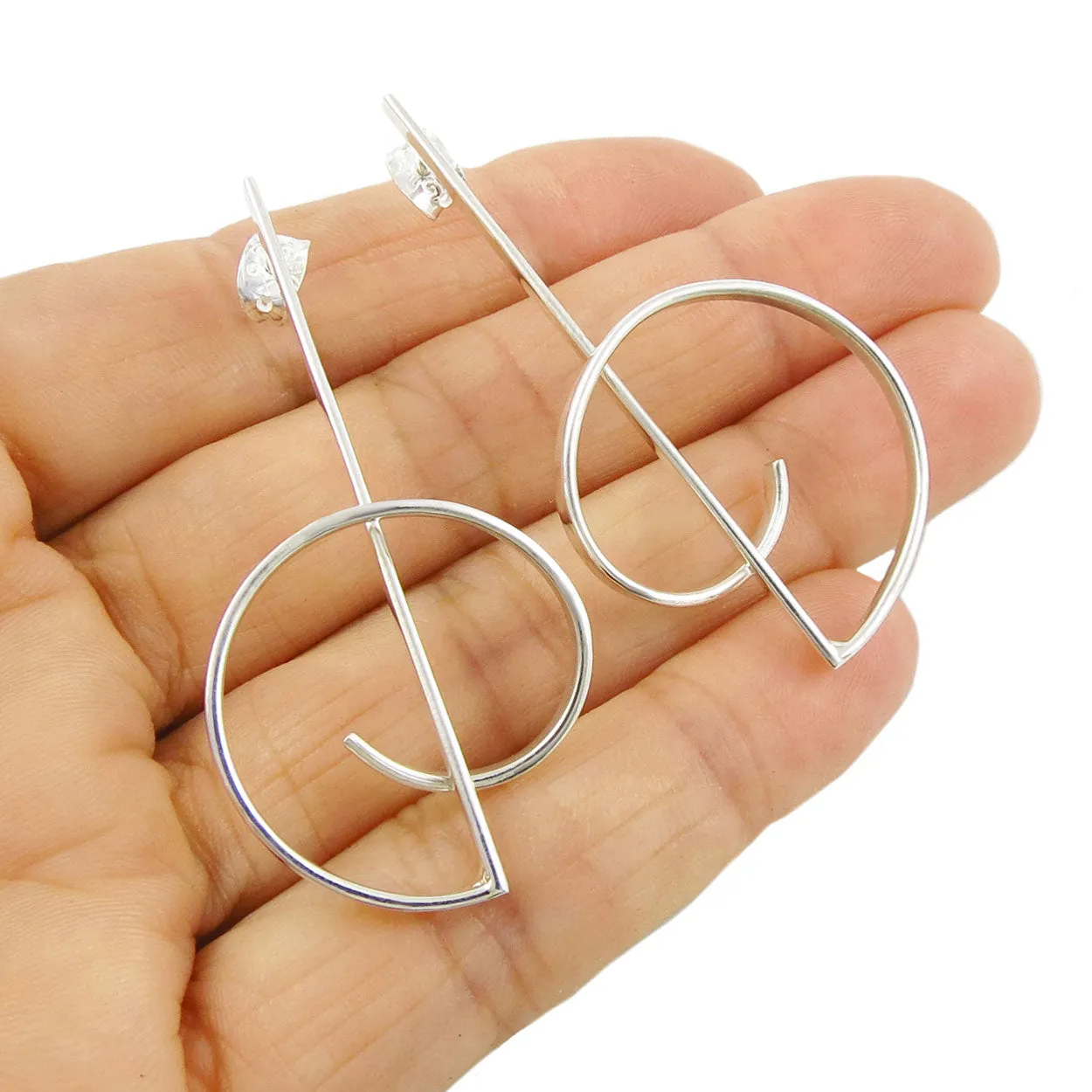 Sculptured Spiral Sterling Silver Drop Earrings