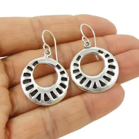 Shadow Box 925 Sterling Silver Circle Hoop Earrings