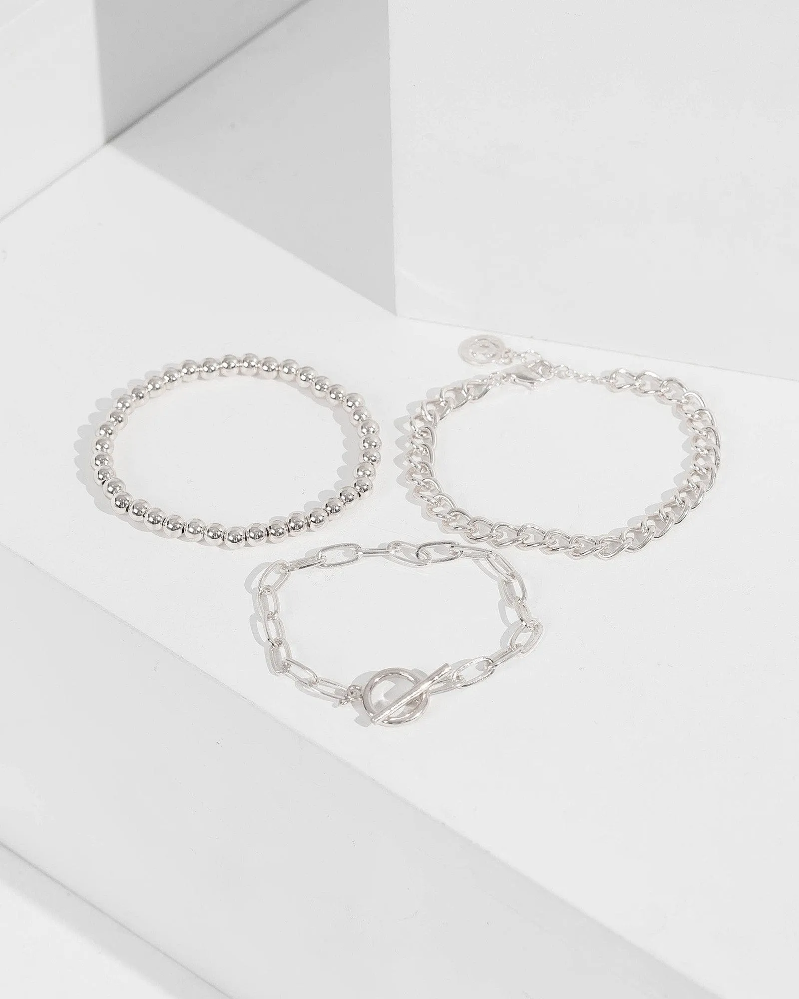 Silver Chain Layered Bracelets