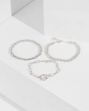 Silver Chain Layered Bracelets