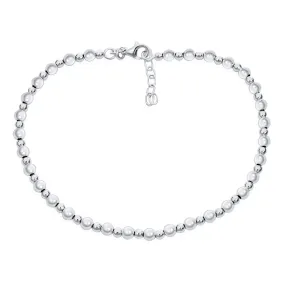 Simple Sterling Silver Ball Beads Anklet Ankle Bracelet 9-10 Inch