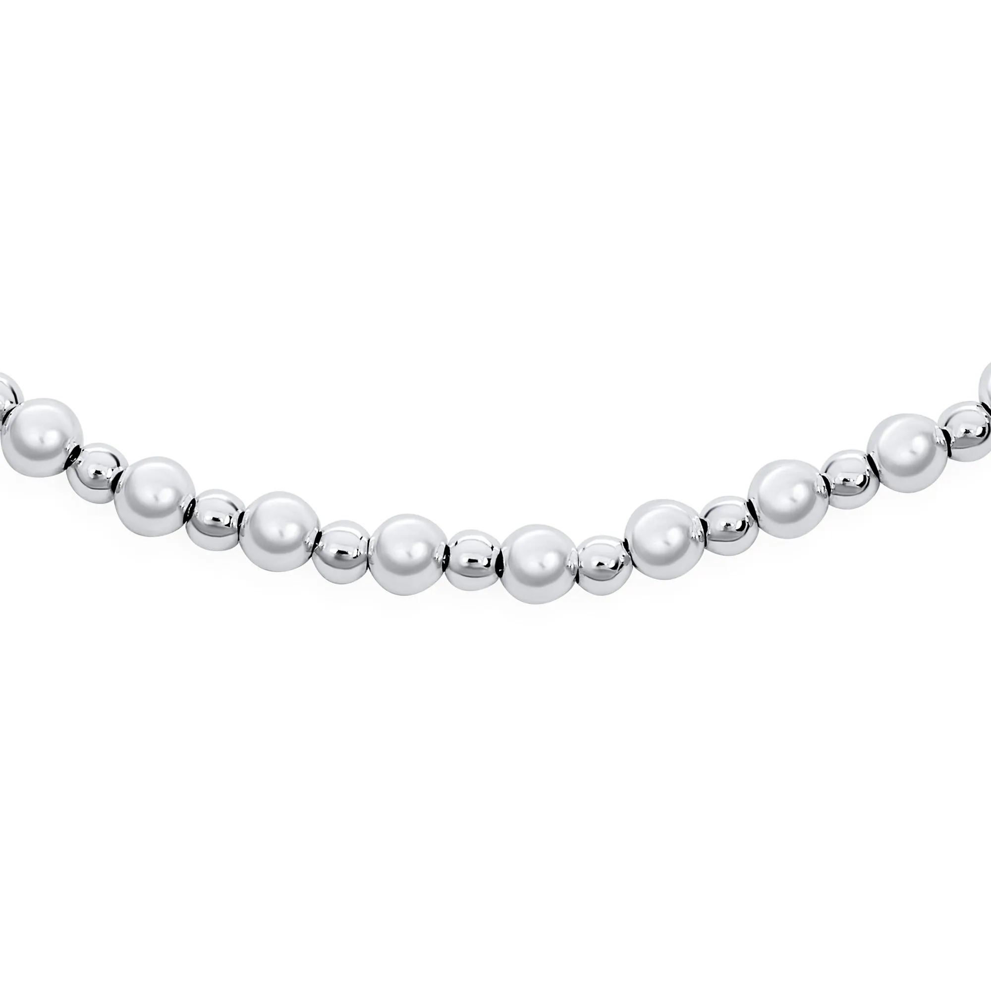 Simple Sterling Silver Ball Beads Anklet Ankle Bracelet 9-10 Inch